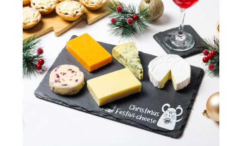 Festivi-Cheese Welsh Slate Christmas Cheeseboard